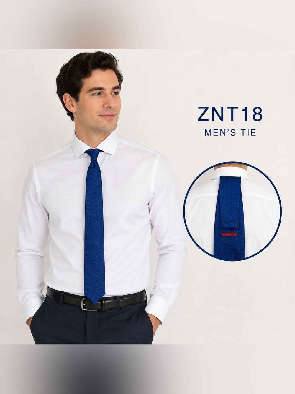 Pindot men’s blue Tie/58”L x 3”W